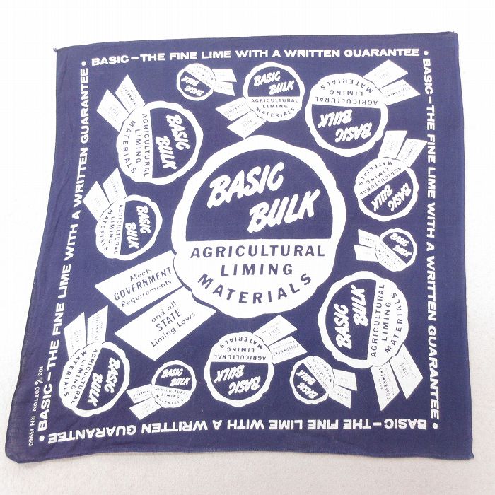 中古 ビンテージ バンダナ 70年代 70s BASIC BULK コットン 紺 ネイビー 25jun27