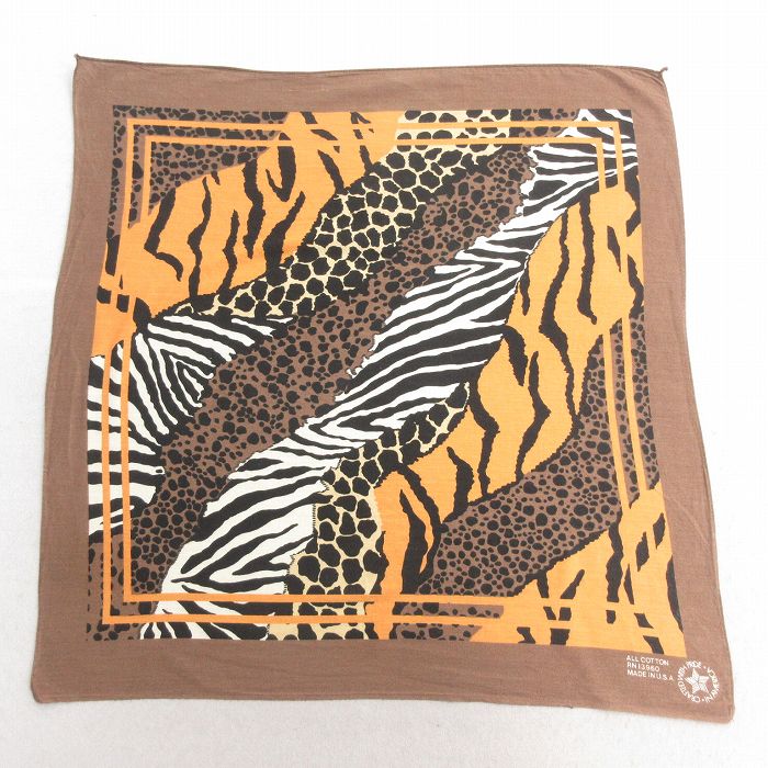 中古 バンダナ 90年代 90s ゼブラ USA製 こげ茶 ブラウン 25jun27