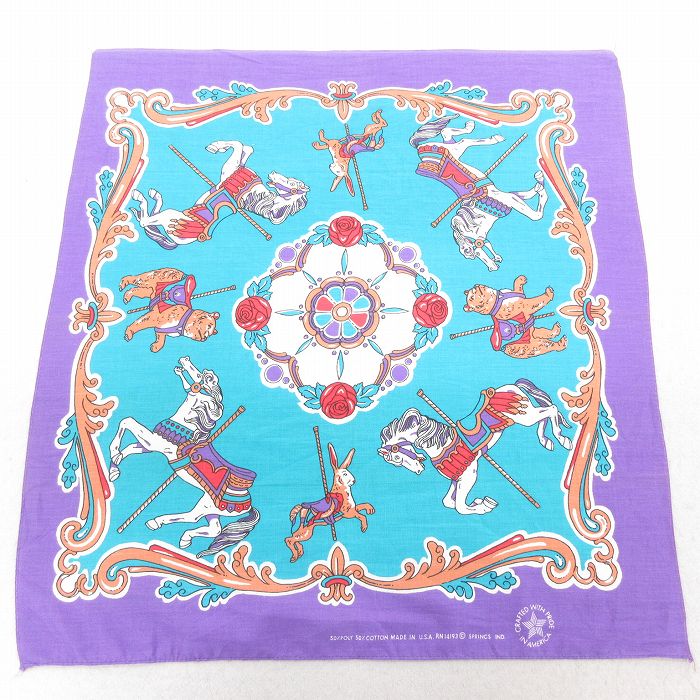 中古 バンダナ 90年代 90s メリーゴーランド USA製 紫 パープル 【spe】 25jul28