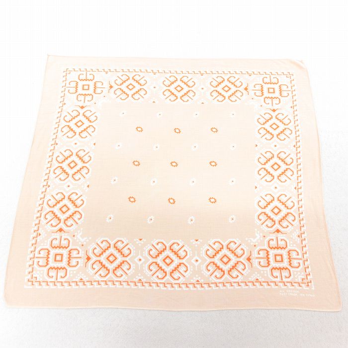 中古 ビンテージ バンダナ 70年代 70s コットン 薄ベージュ カーキ 25jul28