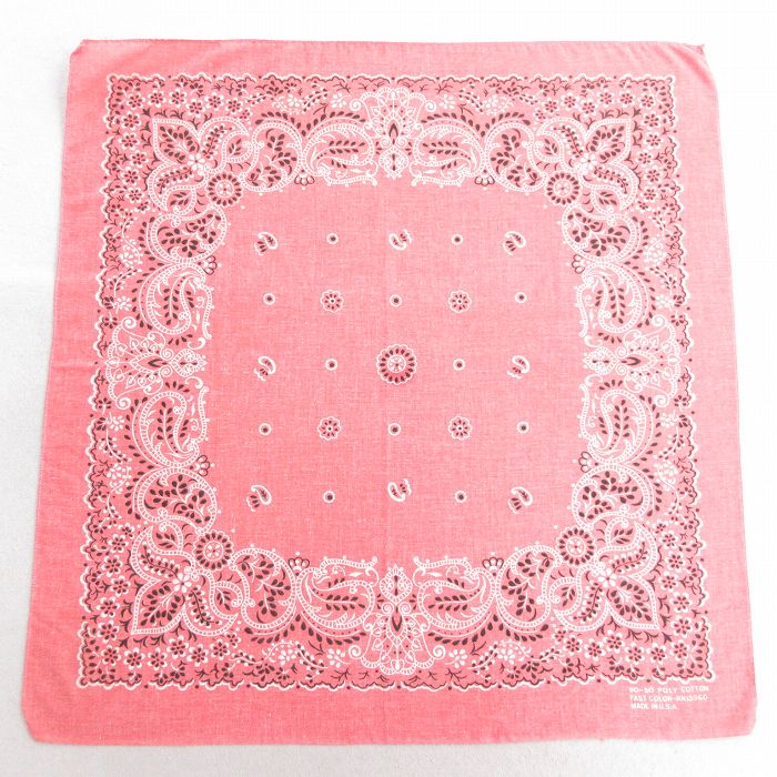 中古 バンダナ 80年代 80s 花 USA製 赤系 26mar18