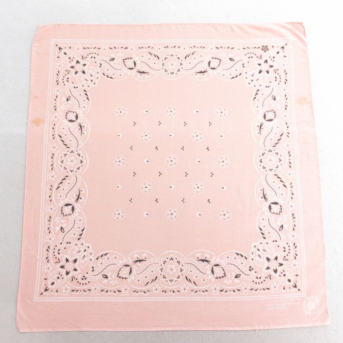 中古 バンダナ 90年代 90s 花 USA製 薄オレンジ 26mar18
