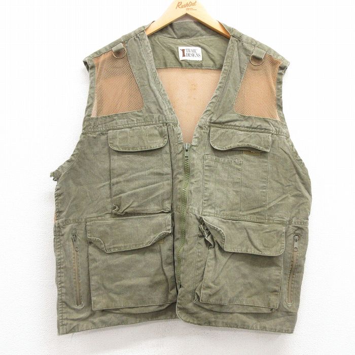 【50%OFF】XL★古着 フィッシング ベスト メンズ 90年代 90s 緑他 グリーン 24nov22 中古 アウター