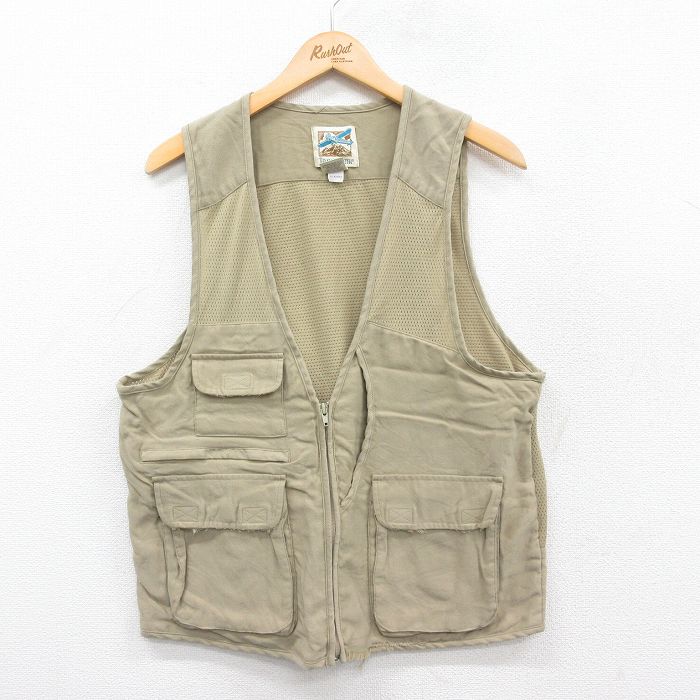 M★古着 ナイロン ベスト メンズ ベージュ カーキ 25jan06 中古 アウター