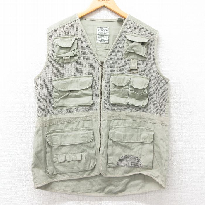 【20%OFF】L★古着 ビューグルボーイ フィッシング ベスト メンズ 00年代 00s ベージュ カーキ 25jan31 中古 アウター