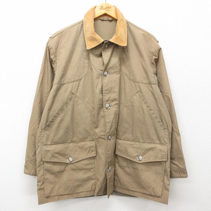 XL★古着 エディーバウアー 長袖 ハンティング ジャケット メンズ 90年代 90s ダック地 襟コーデュロイ ベージュ カーキ 25feb05 中古 アウター