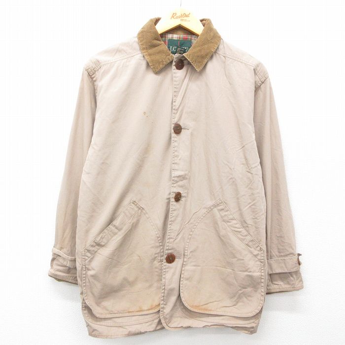 【50%OFF】L★古着 ジェイクルー J.CREW 長袖 カバーオール メンズ 90年代 90s コットン 襟コーデュロイ ベージュ カーキ 25feb05 中古 アウター