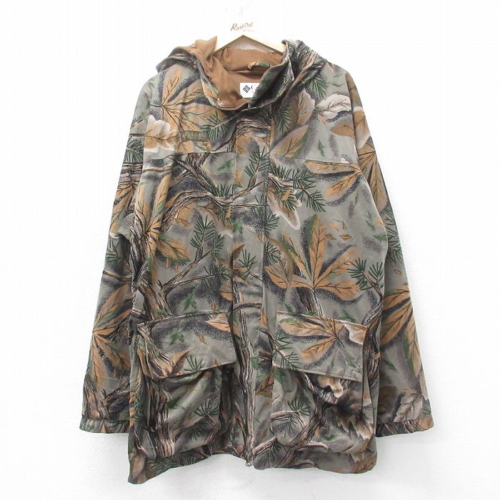 XL★古着 コロンビア COLUMBIA 長袖 ハンティング ジャケット パーカー メンズ 00年代 00s BACKEYE VANISH 大きいサイズ ロング丈 ベージュ他 カーキ 迷彩 25feb12 中古 アウター