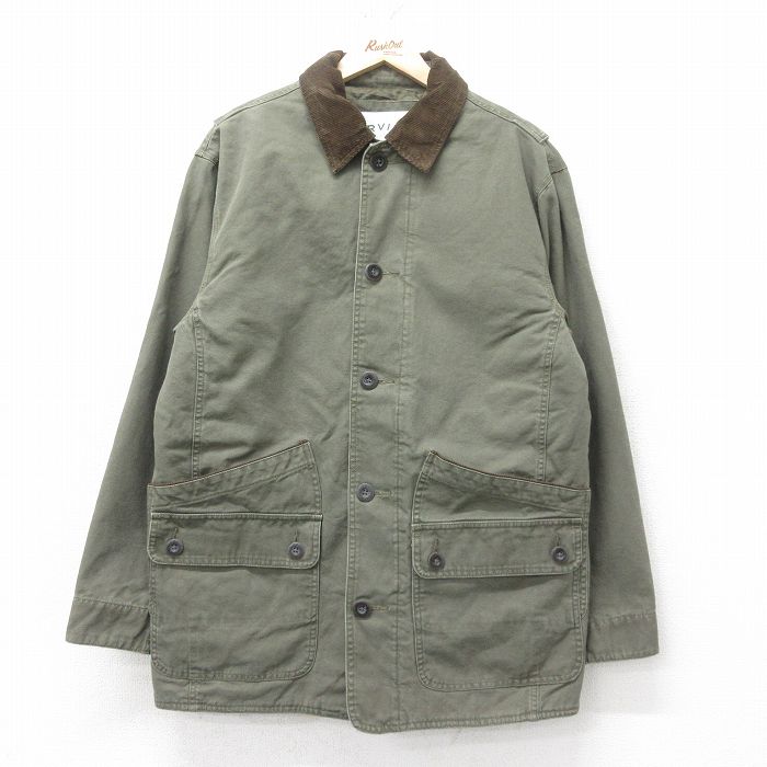 L★古着 オービス ORVIS 長袖 カバーオール メンズ 00年代 00s 襟コーデュロイ コットン 緑系 グリーン 内側キルティング 【spe】 25feb12 中古 アウター