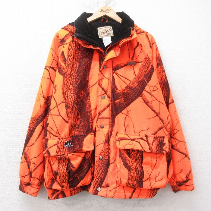 XL★古着 ウールリッチ WOOLRICH 長袖 ハンティング ジャケット パーカー メンズ 00年代 00s リアルツリー ラグラン 大きいサイズ オレンジ 内側キルティング 25feb12 中古 アウター
