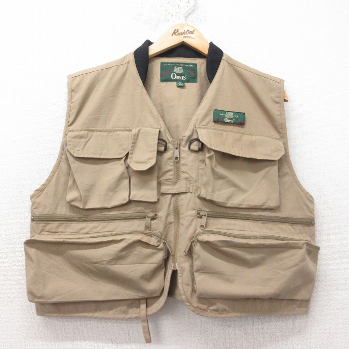 XL★古着 オービス ORVIS フィッシング ベスト メンズ 90年代 90s ベージュ カーキ 【spe】 25feb12 中古 アウター