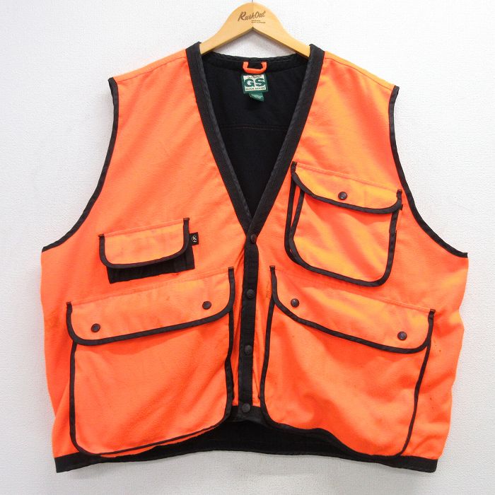 XL★古着 ハンティング ベスト メンズ 大きいサイズ オレンジ 25feb20 中古 アウター