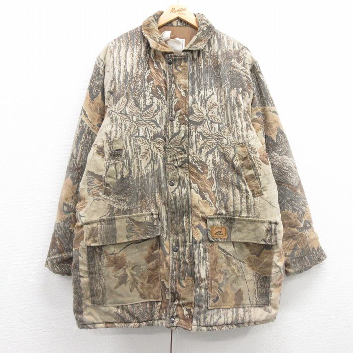 【50%OFF】XL★古着 ダックスバック 長袖 ハンティング ジャケット メンズ 90年代 90s リアルツリー 大きいサイズ ロング丈 USA製 茶 ブラウン 迷彩 内側キルティング 25mar06 中古 アウター