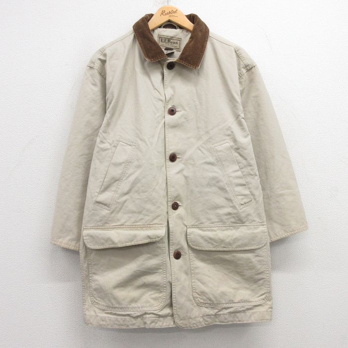 M★古着 エルエルビーン LLBEAN 長袖 カバーオール メンズ 00年代 00s コットン 襟コーデュロイ 薄ベージュ カーキ 25mar06 中古 アウター