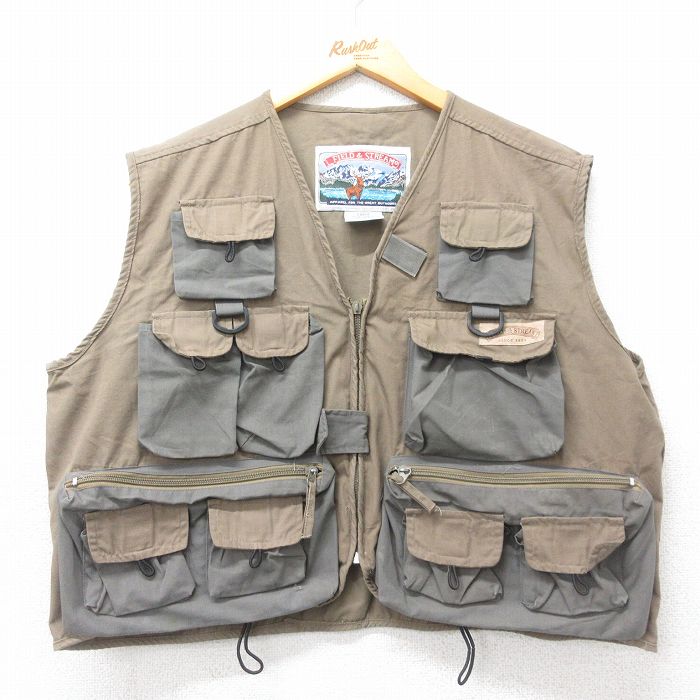 【50%OFF】XL★古着 フィッシング ベスト メンズ 90年代 90s 濃ベージュ他 カーキ 25mar06 中古 アウター