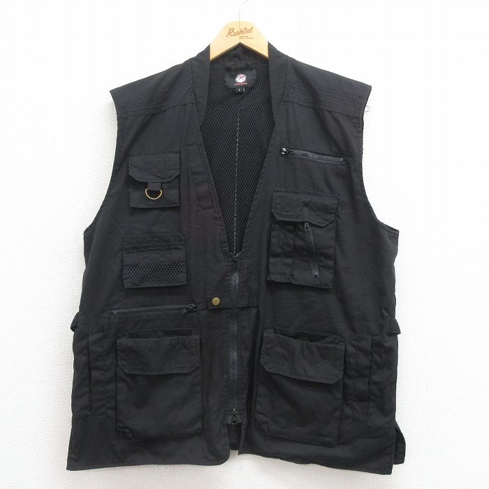 XL★古着 ロスコ ハンティング ベスト メンズ 大きいサイズ 黒 ブラック 25aug12 中古 アウター