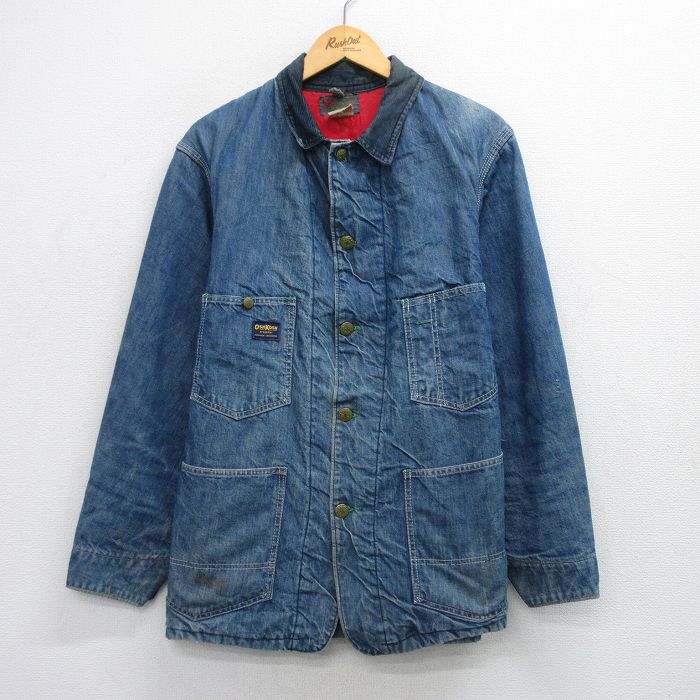 XL★古着 オシュコシュ OSHKOSH 長袖 カバーオール メンズ 80年代 80s USA製 紺 ネイビー デニム 【spe】 25sep24 中古 アウター