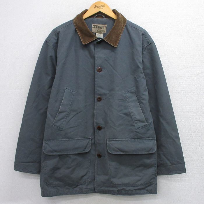 XL★古着 エルエルビーン LLBEAN 長袖 カバーオール メンズ 00年代 00s 襟コーデュロイ ダック地 コットン 濃グレー 25sep24 中古 アウター