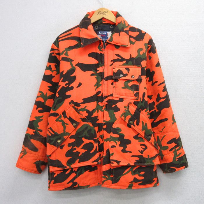 XL★古着 SAFTBAK 長袖 カバーオール メンズ 80年代 80s シティーカモ USA製 オレンジ他 迷彩 25sep24 中古 アウター