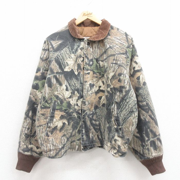 XL★古着 ウォールズ 長袖 ハンティング ジャケット メンズ 90年代 90s 襟コーデュロイ ラグラン USA製 緑他 グリーン 迷彩 25sep25 中古 アウター