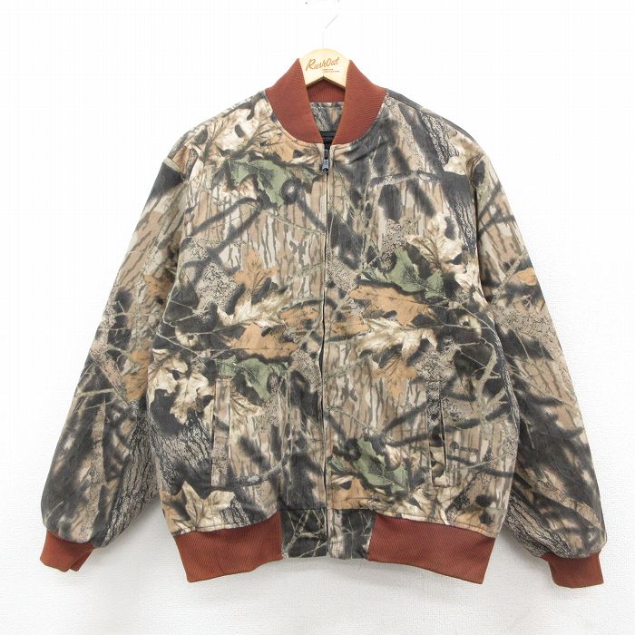 XL★古着 長袖 ハンティング ジャケット メンズ 90年代 90s USA製 ベージュ他 カーキ 内側キルティング 25sep27 中古 アウター