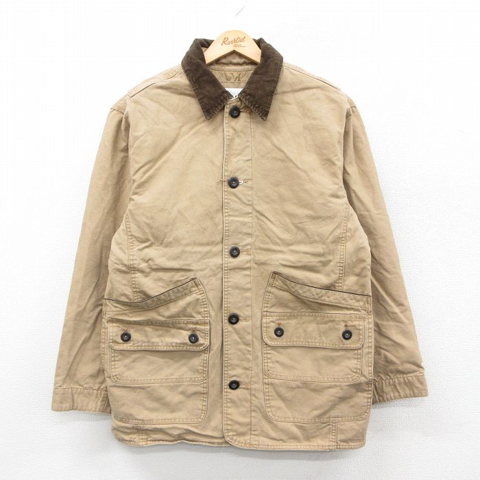 L★古着 オービス ORVIS 長袖 ハンティング ジャケット メンズ 00年代 00s ダック地 襟コーデュロイ ベージュ カーキ 内側キルティング 25oct01 中古 アウター
