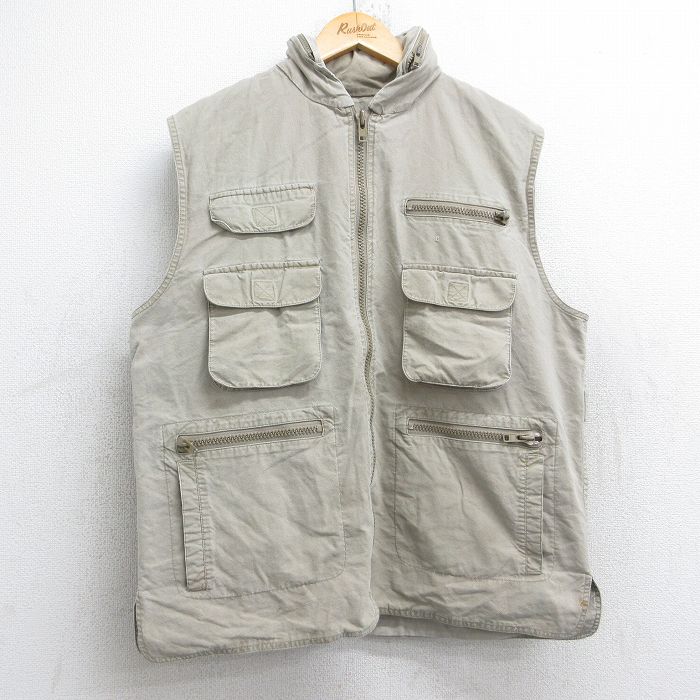 L★古着 バナナリパブリック BANANA REPUBLIC ブランド ハンティング ベスト メンズ 80年代 80s コットン ベージュ カーキ 25oct15 中古 アウター