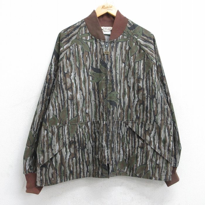 XL★古着 ウォールズ Walls 長袖 ハンティング ジャケット メンズ 80年代 80s リアルツリー ラグラン 大きいサイズ USA製 グレー他 迷彩 25oct15 中古 アウター