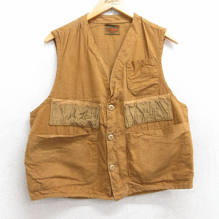 M★古着 SAFTBAK ハンティング ベスト メンズ 80年代 80s 茶 ブラウン 25oct15 中古 アウター