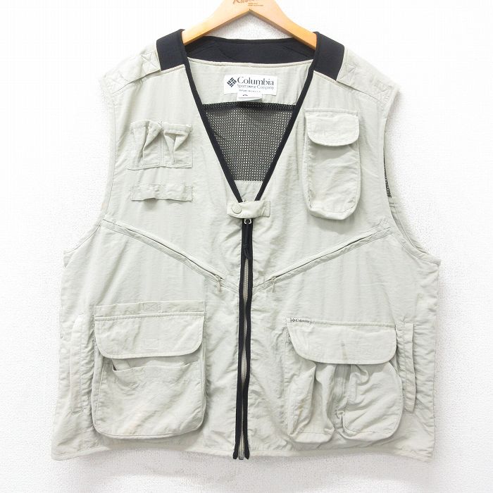 【20%OFF】XL★古着 コロンビア COLUMBIA フィッシング ベスト メンズ 00年代 00s 大きいサイズ ベージュ系他 カーキ 25oct22 中古 アウター