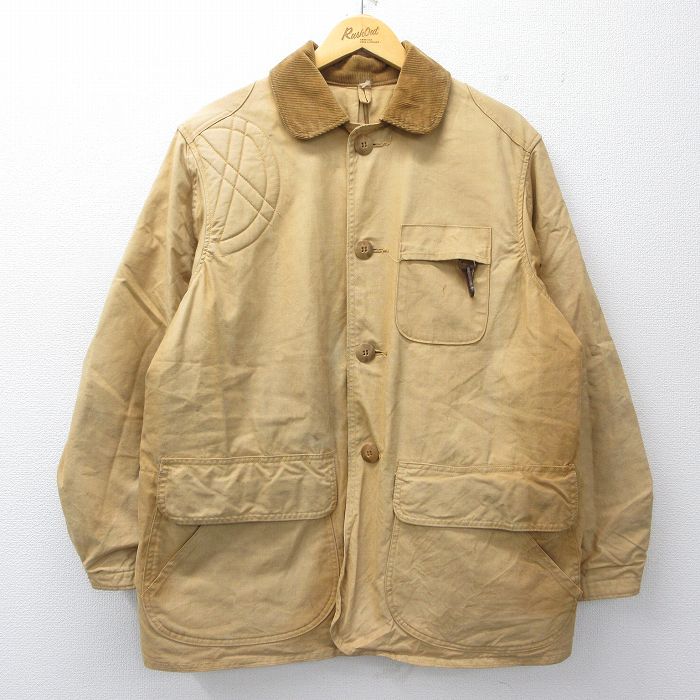 XL★古着 シアーズ 長袖 ビンテージ ハンティング ジャケット メンズ 70年代 70s 襟コーデュロイ ベージュ系 カーキ 25oct24 中古 アウター