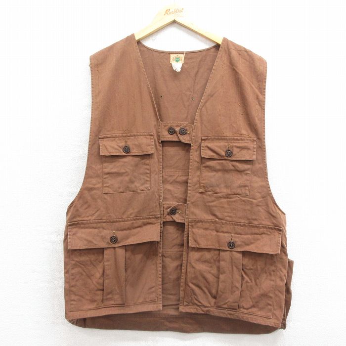 L★古着 Ideal ビンテージ ハンティング ベスト メンズ 70年代 70s 茶 ブラウン 25nov01 中古 アウター