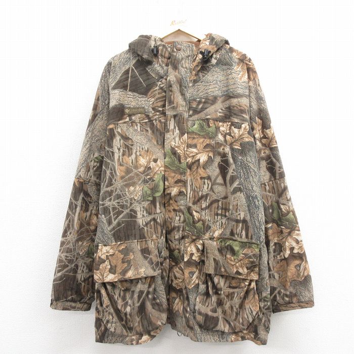 XL★古着 コロンビア COLUMBIA 長袖 ハンティング ジャケット パーカー メンズ 00年代 00s 大きいサイズ ロング丈 茶 ブラウン 迷彩 25nov01 中古 アウター