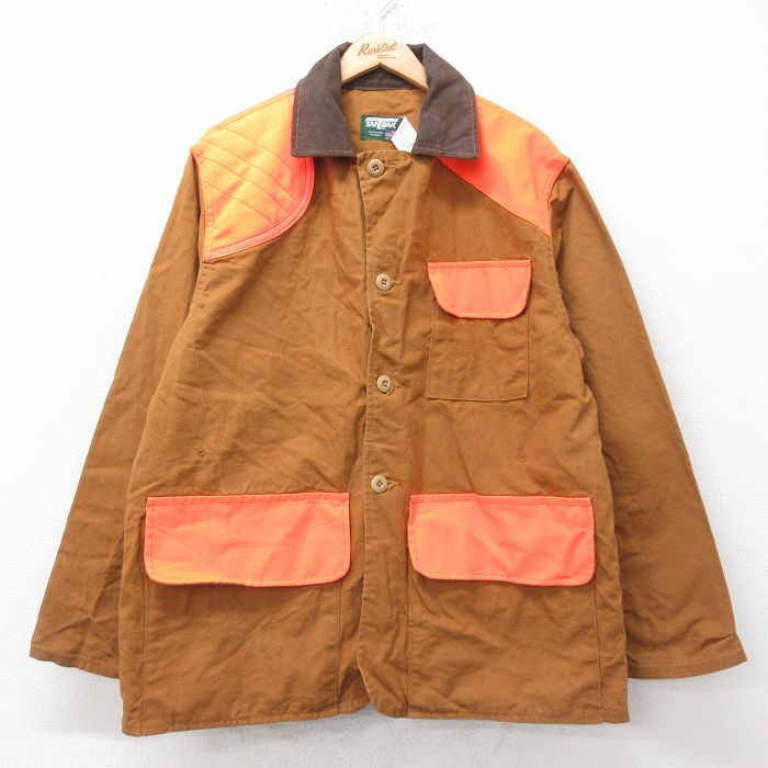 【20%OFF】XL★古着 SAFTBAK 長袖 ハンティング ジャケット メンズ 90年代 90s 襟コーデュロイ ダック地 コットン USA製 茶他 25nov29
