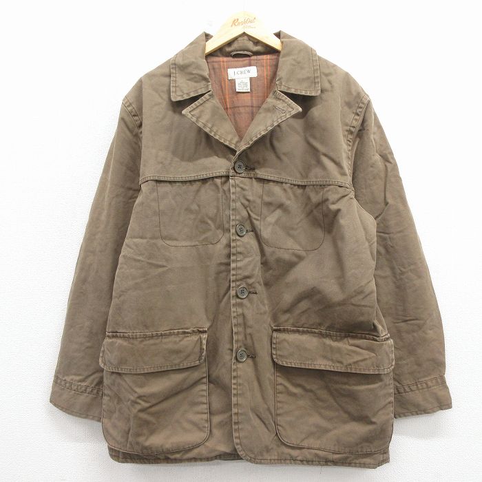 XL★古着 ジェイクルー 長袖 カバーオール メンズ 00年代 00s ダック地 ロング丈 コットン 薄緑系 内側フランネル【spe】 26jan17