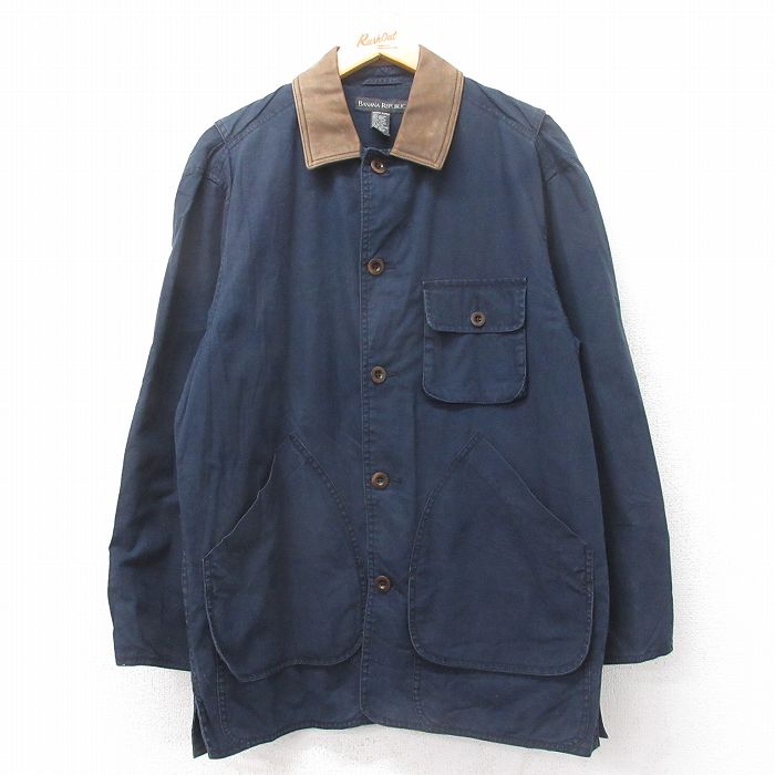 L★古着 バナナリパブリック 長袖 ハンティング ジャケット メンズ 00年代 00s コットン 紺他 26jan20