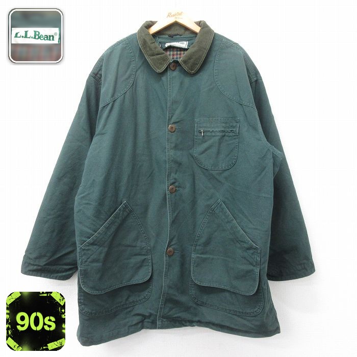 【50%OFF】エルエルビーン 90s ハンティングジャケット 襟コーデュロイ グリーン XL | 古着