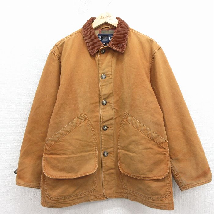 L★古着 ランズエンド 長袖 ハンティング ジャケット メンズ 00年代 00s ダック地 コットン 茶【spe】 26feb27