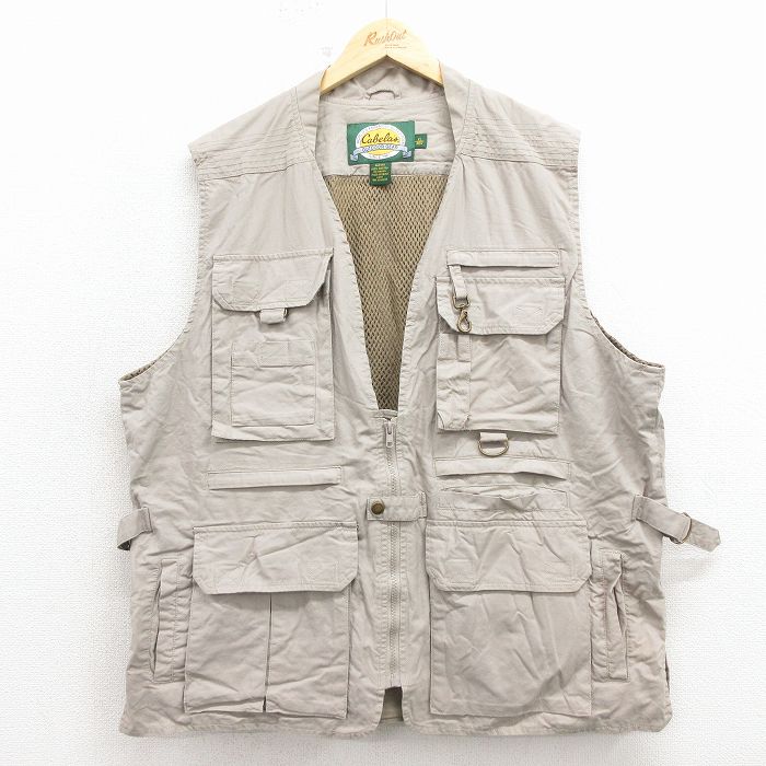 XL★古着 カベラス サファリ ベスト メンズ 00年代 00s 大きいサイズ コットン グレー 26feb27
