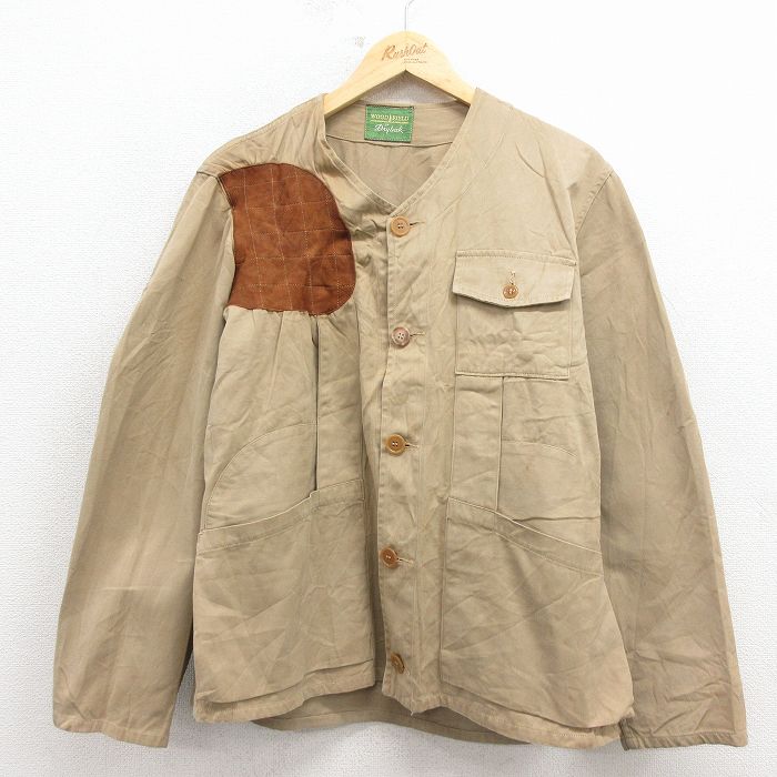 L★古着 長袖 ビンテージ ハンティング ジャケット メンズ 70年代 70s スエード使用 ベージュ【spe】 26mar11