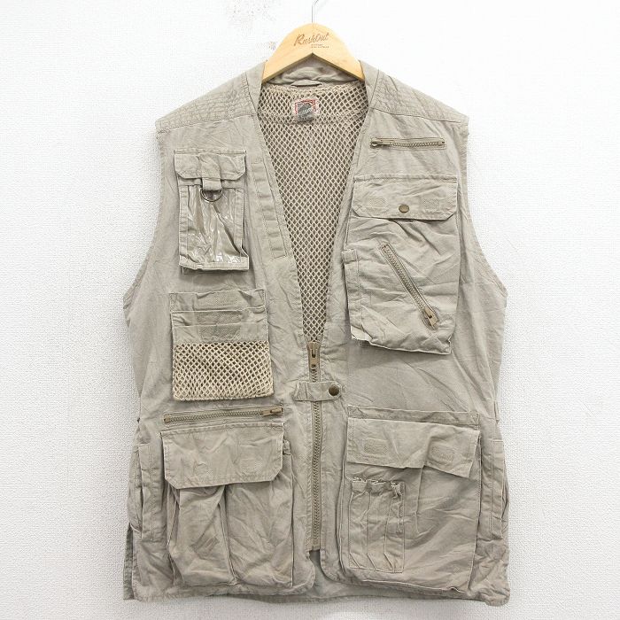 L★古着 バナナリパブリック ブランド ハンティング ベスト メンズ 80年代 80s コットン ベージュ 26apr08