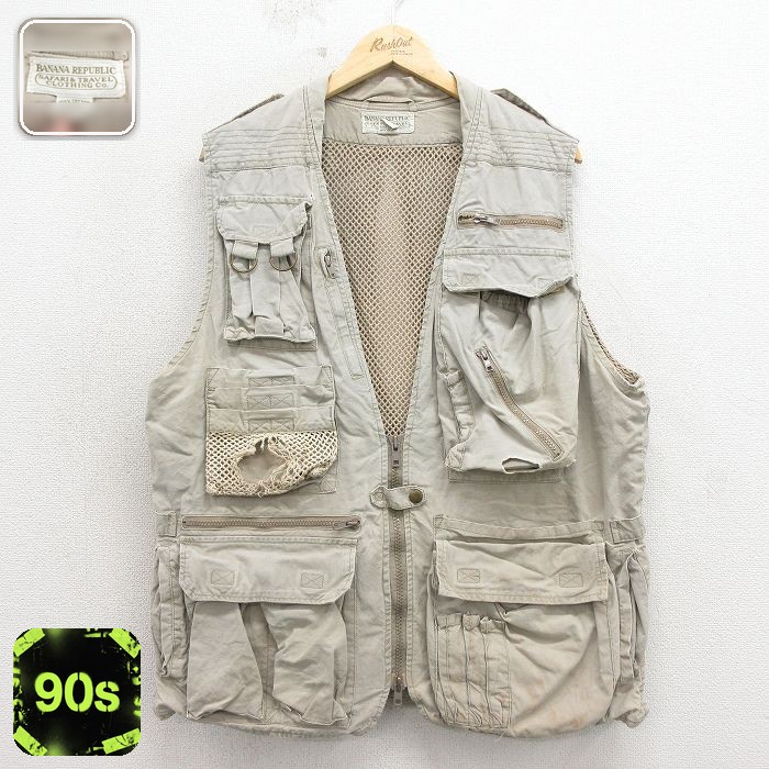 90s Banana Republic フィッシングベスト 古着通販 XL☆古着 バナナリパブリック ハンティング ベスト メンズ 90