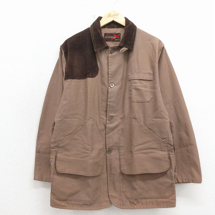 M★古着 10X 長袖 ビンテージ ハンティング ジャケット メンズ 70年代 70s 襟コーデュロイ USA製 茶【spe】 26apr27