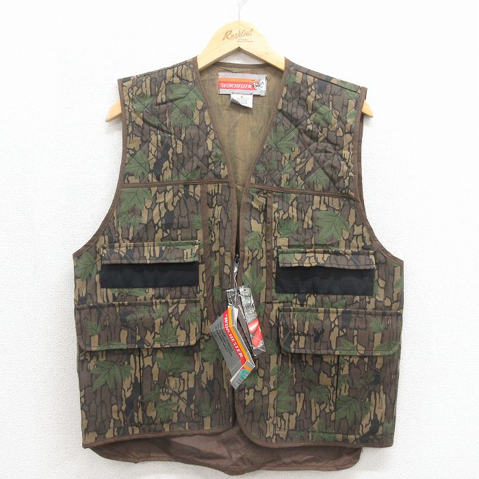 L★古着 WINCHESTER ハンティング ベスト メンズ 90年代 90s TREBARK デッドストック ブラウン 迷彩【spe】 26may23