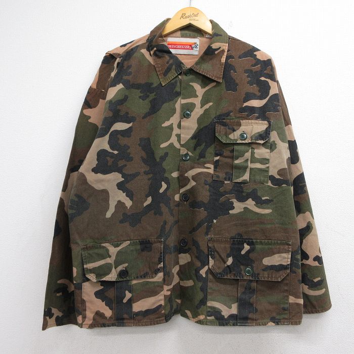 XL★古着 WINCHSTER 長袖 ハンティング ジャケット メンズ 90年代 90s 大きいサイズ コットン ブラウン 迷彩 26jul24