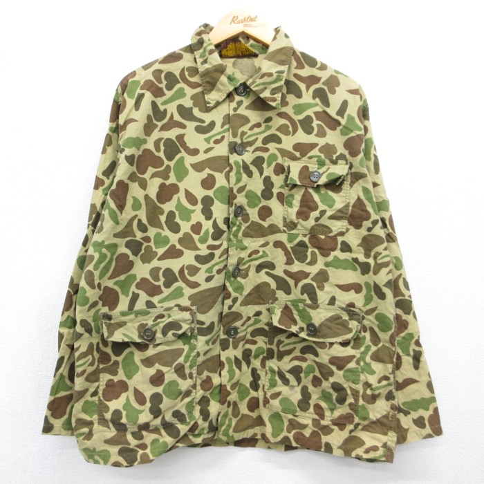 CALIBER 長袖 90s ハンティング ジャケット ダックハンターカモ フラップポケット コットン カーキ 迷彩 メンズXL相当 | 古着