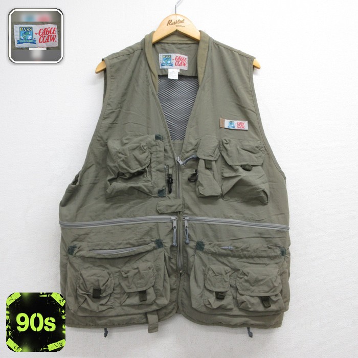 EAGLE CLAW 90s フィッシングベスト メッシュ カーキ メンズXL相当 | 古着