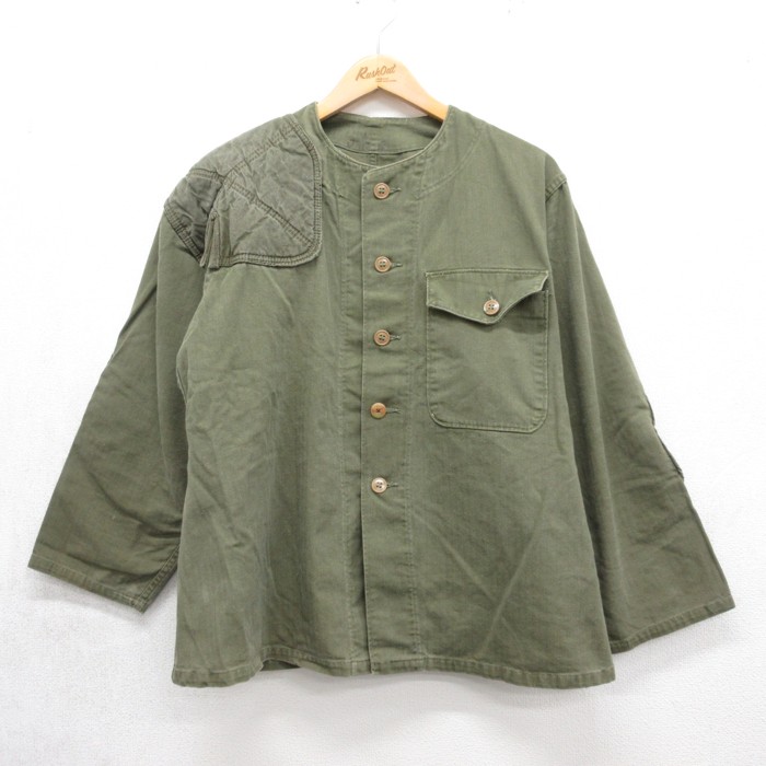 ミリタリー 40s シューティングジャケット ヘリンボーン カーキ メンズL相当 | 古着