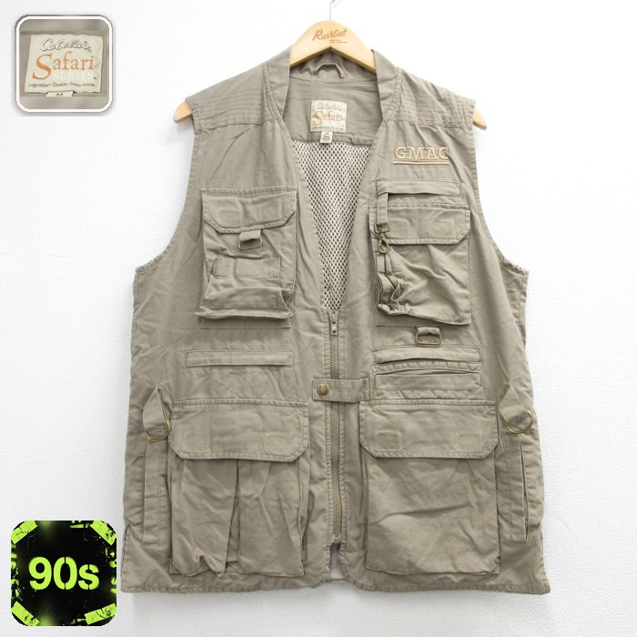 Cabelas 90s ベスト サファリ コットン ブラウン 内側メッシュ メンズL相当 | 古着