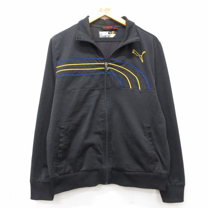 L★古着 プーマ puma 長袖 ジャージ メンズワンポイントロゴ 黒 ブラック 25mar03 中古 メンズ アウター トラックジャケット